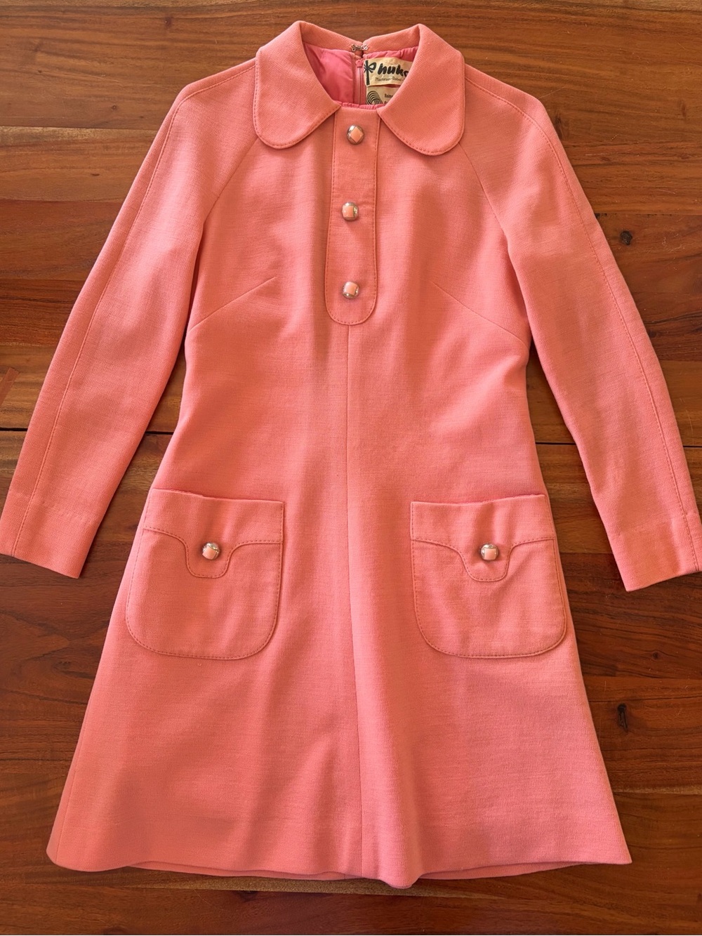 Vintage Huko peach colored 60’s mod dress